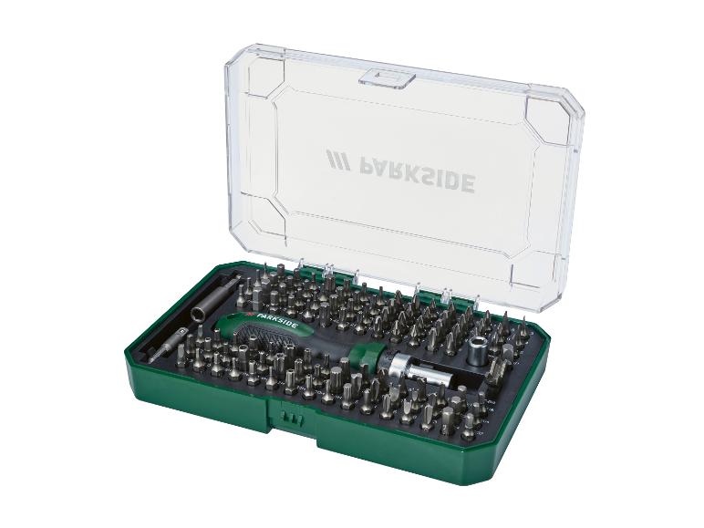 Coffret à outils Parkside avec tournevis et embouts multiples.