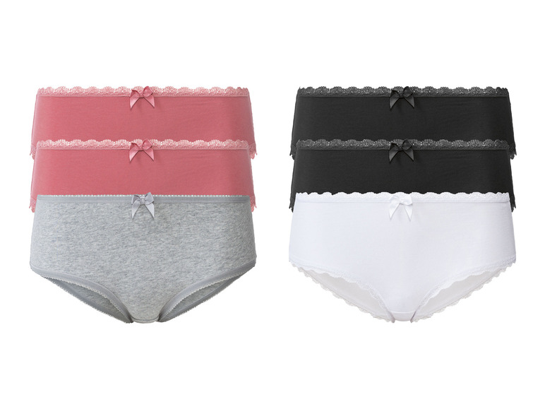 Trois paires de culottes pour femmes : rose, gris et noir.