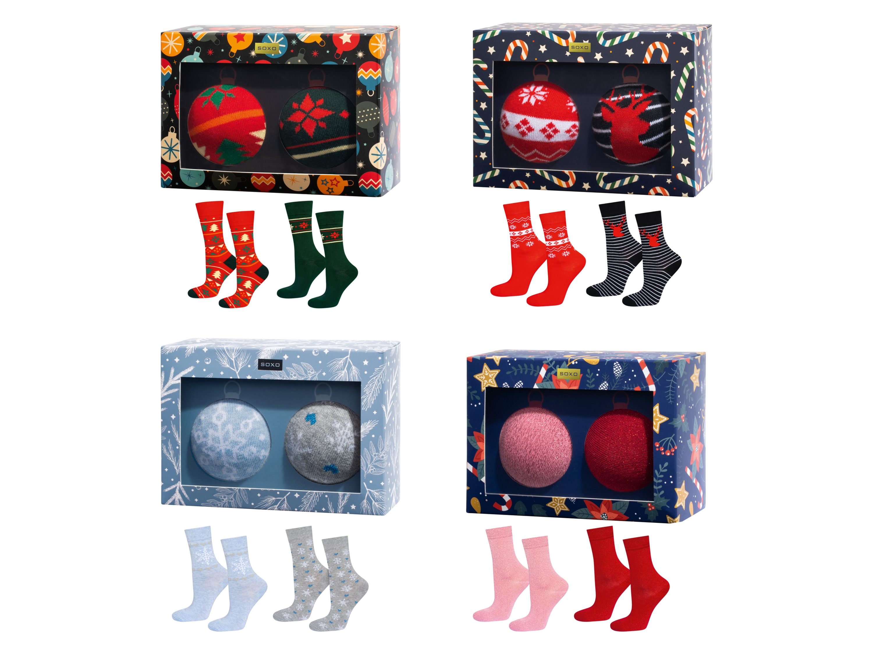 Soxo Lot de 2 paires de chaussettes de Noël unisexe