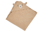 Une serviette de bain beige à capuche en forme d'ours.