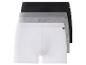 Trois paires de boxers Livergy en blanc, gris et noir.