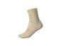 Une chaussette de sport beige avec un logo blanc sur le revers.