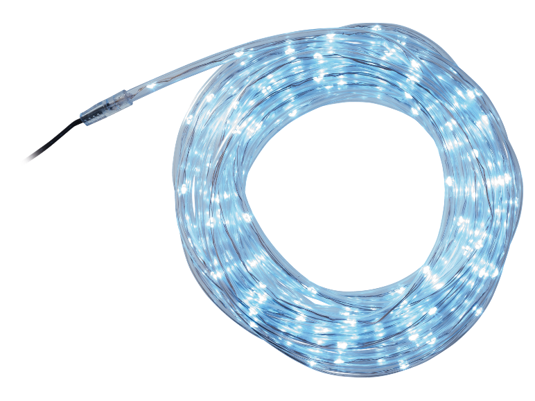 Guirlande lumineuse LED blanche enroulée sur fond noir