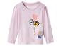 T-shirt rose à manches longues pour enfant, décoré de ballons pailletés et d'un lapin.