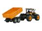 Tracteur JCB et remorque orange, jouets miniatures.