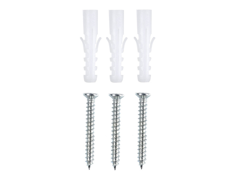 Trois vis avec chevilles assorties.