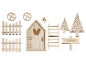 Kit de bricolage de jardin féerique en bois avec maison, clôtures, arbres et accessoires.