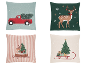 LIVARNO® Coussins décoratifs avec motifs de Noël: camion, cerf, boule à neige, traîneau.