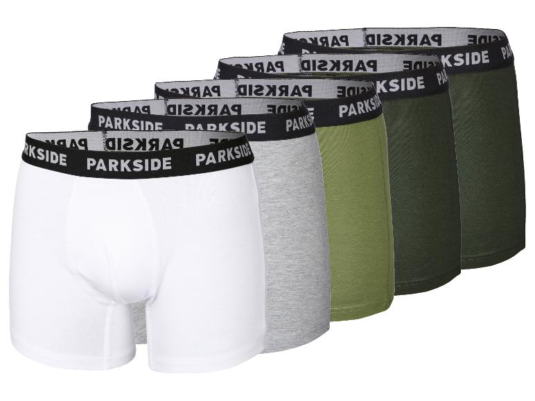 Lot de boxers PARKSIDE en blanc, gris, vert clair et vert foncé.