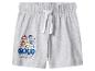 Short enfant gris clair avec imprimé chiots de dessin animé et texte 'Good Pups'.