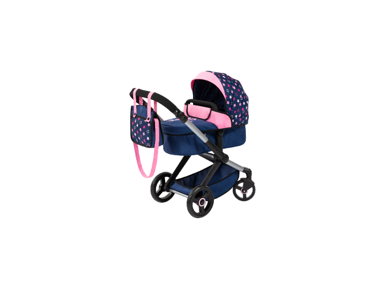 BAYER DESIGN Poussette combinée pour poupée Xeo Deluxe Set en bleu foncé et rose avec motif étoiles