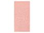 Serviette rectangulaire rose clair à surface texturée.