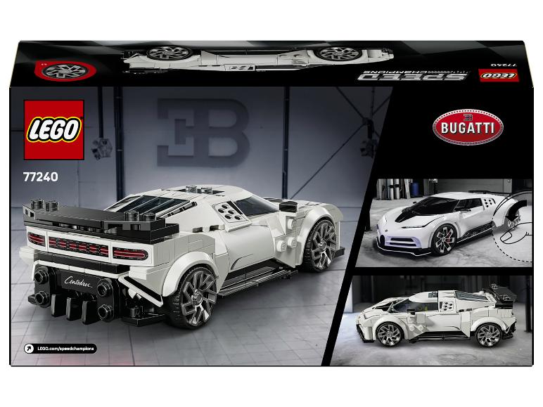 Boîte LEGO® Speed Champions 77240 Bugatti Centodieci avec images de la voiture.