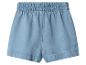 Shorts femme bleu clair avec taille élastique.