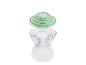 Un ensemble de bols en verre avec des couvercles verts.
