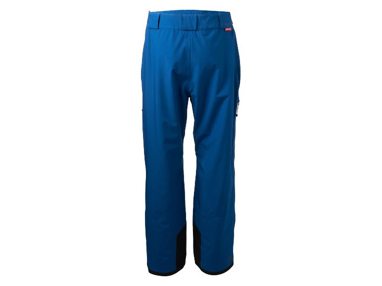 Pantalon de ski bleu avec des détails noirs, présenté sur un fond blanc.