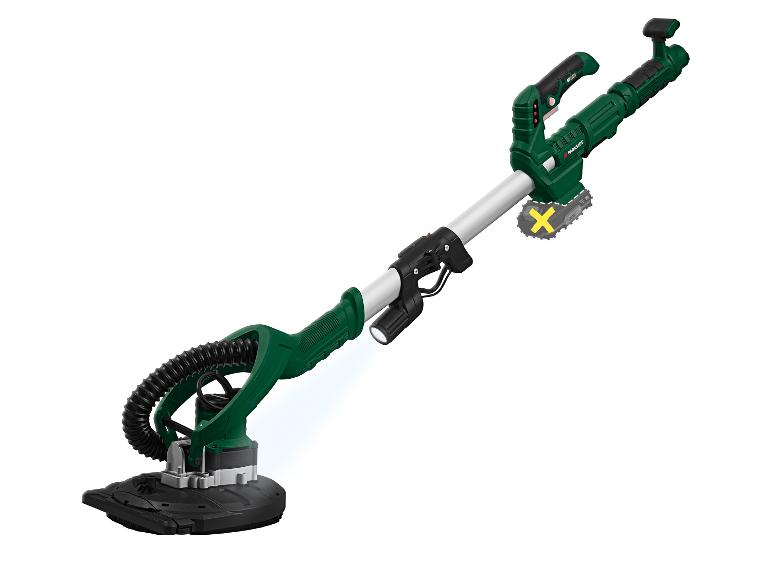 Ponceuse télescopique mur et plafond Parkside, verte et noire, avec lumière LED.