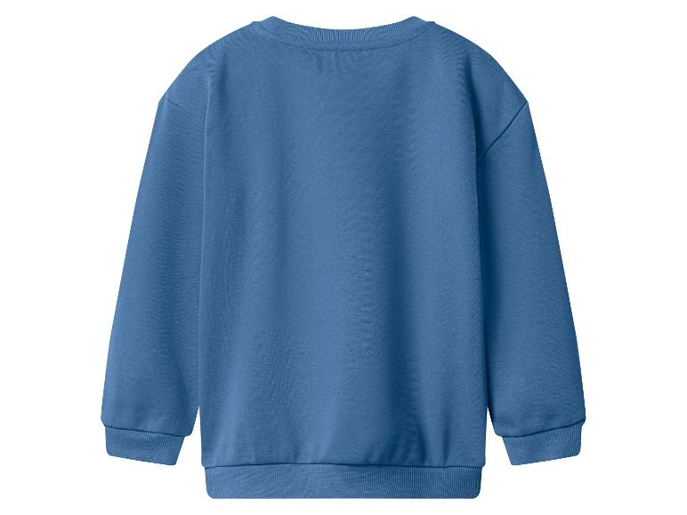 Sweat-shirt bleu pétrole à manches longues pour enfant, vue arrière.