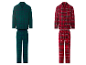 Pyjama long en flanelle pour homme ESMARA MEN en vert et rouge à carreaux.