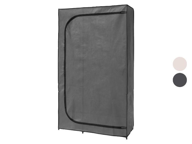 Armoire textile grise avec fermeture éclair, disponible en d'autres couleurs.