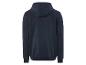 Un sweat-shirt à capuche bleu foncé.