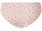 Gros plan sur une culotte rose avec un motif délicat de nœuds et de sucres d'orge.