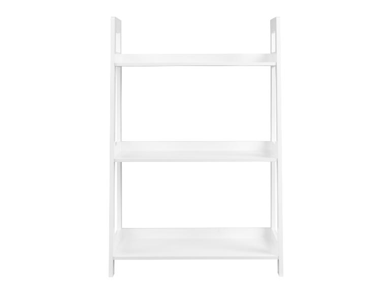 Étagère blanche à trois niveaux au design échelle.