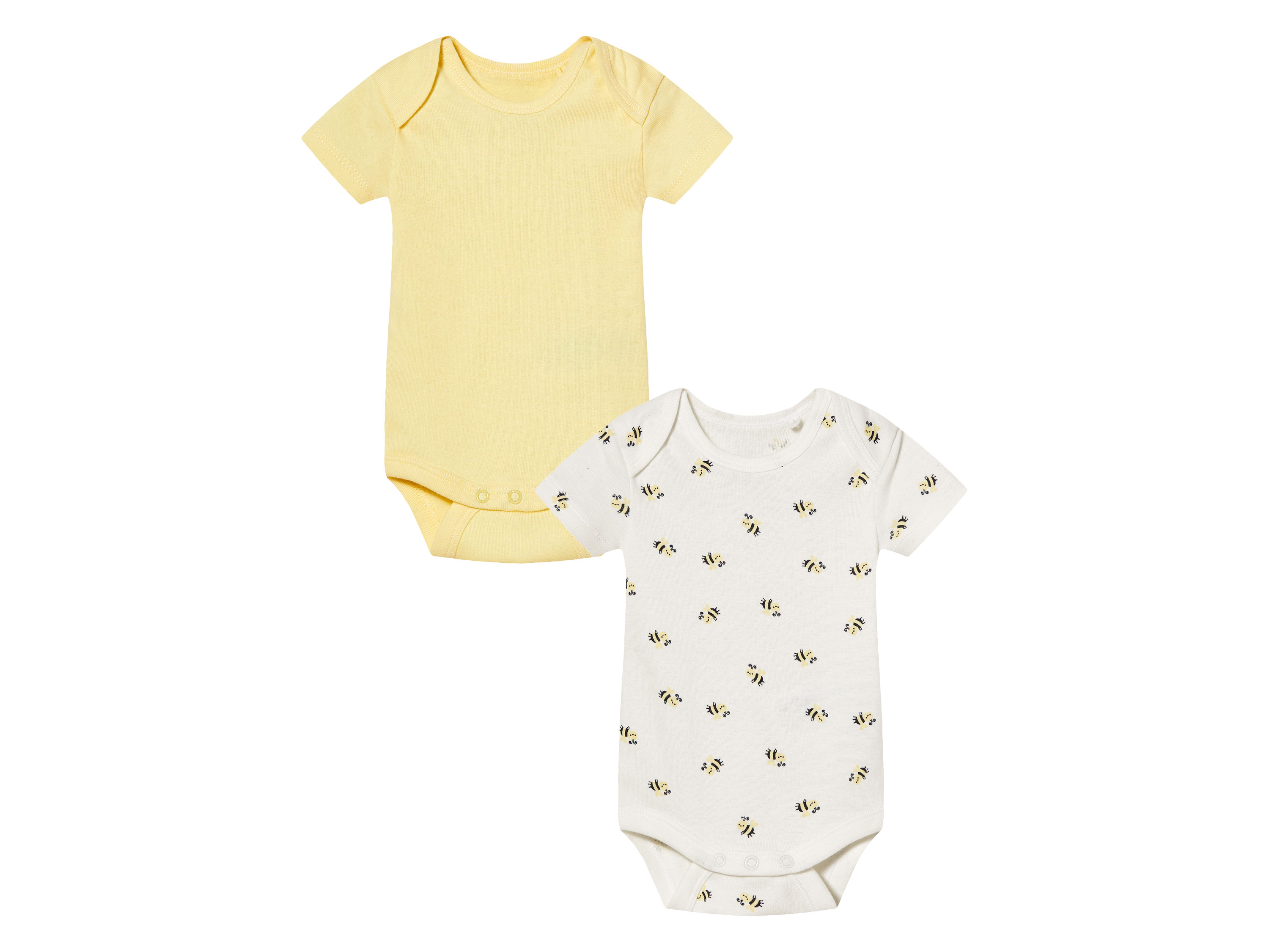 lupilu® Lot de 2 bodies bébé (jaune/blanc)