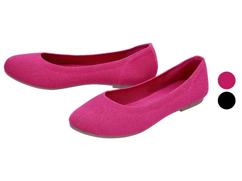 Ballerines fuchsia pour femmes avec texture tricotée, disponibles en fuchsia et noir.