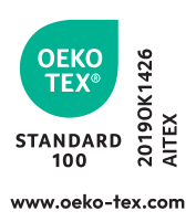 Label OEKO-TEX STANDARD 100, numéro 2019OK1426 AITEX, www.oeko-tex.com