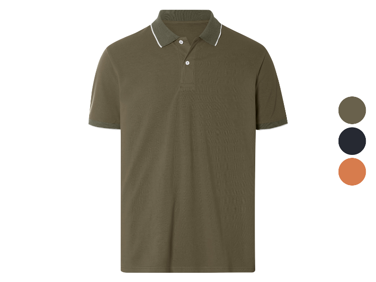 Polo vert olive avec options de couleurs.