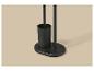 Porte-balai de toilettes noir avec support de papier toilette sur fond beige