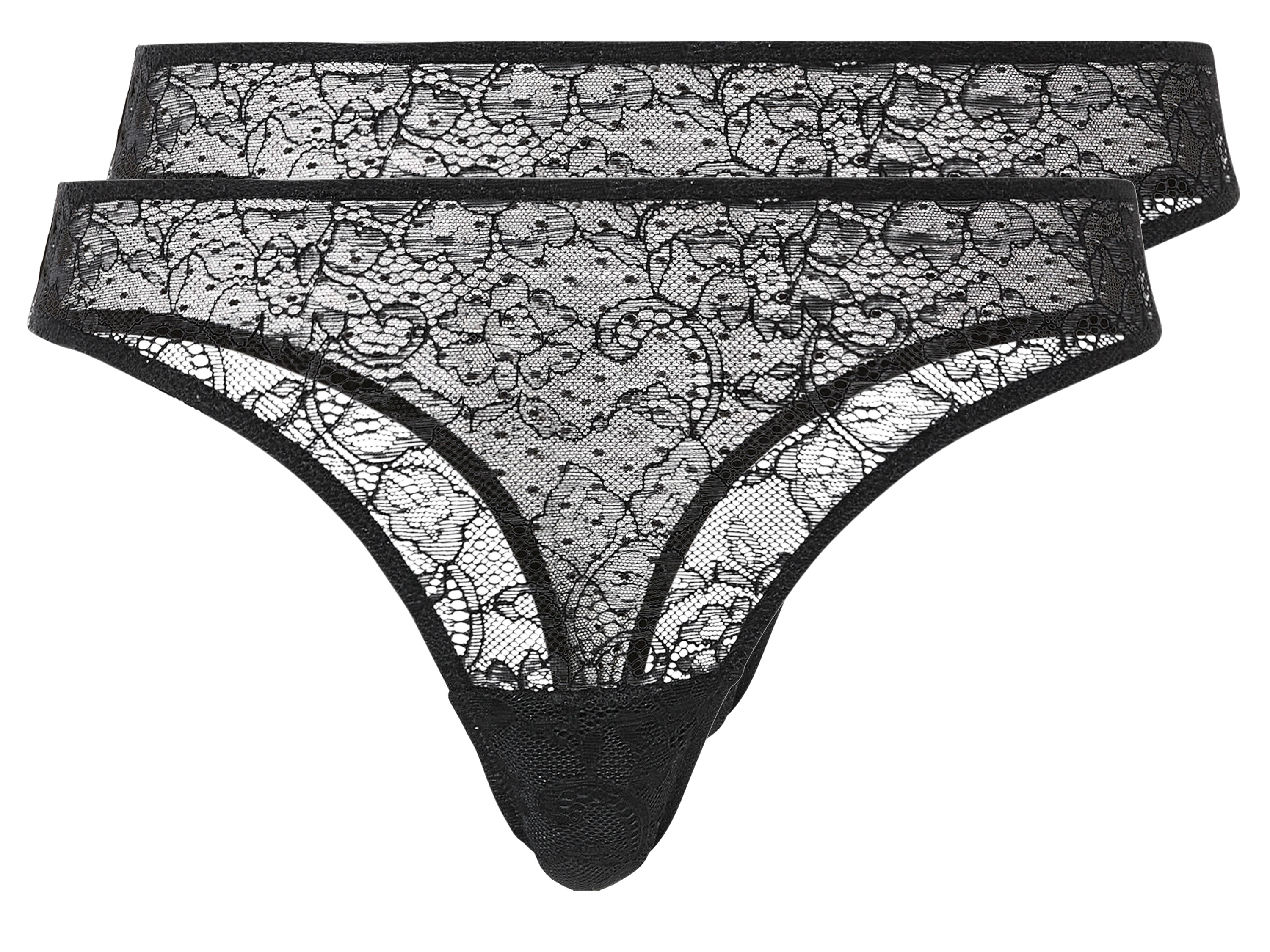 esmara® Lot de 2 strings femme (noir, S(34/36))