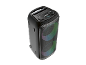 Enceinte de soirée sans fil noire avec éclairage LED coloré.