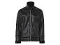 Blouson noir en fausse fourrure avec col amovible.