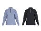 Sweat-shirt thermique femme CRIVIT en bleu clair et bleu foncé avec fermeture éclair.