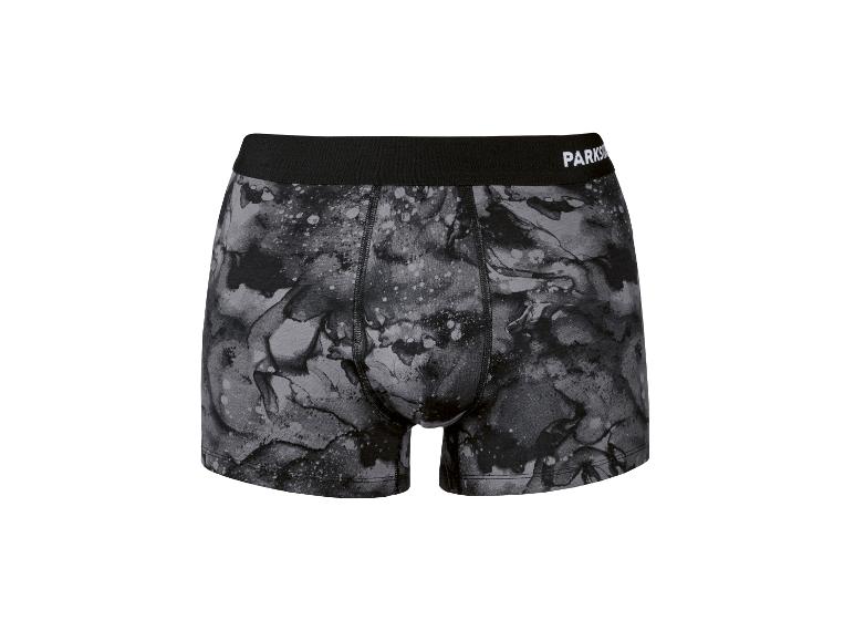 Caleçon pour homme avec imprimé marbré gris et noir, taille élastique noire.
