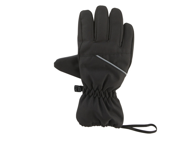 Gants noirs avec une sangle élastique au poignet.