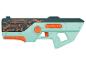 Pistolet jouet de style cyberpunk avec des détails orange et sarcelle.