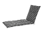 Coussin de chaise longue gris à motif géométrique.