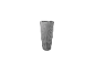 Réservoir d'eau de pluie gris avec surface nervurée et robinet.