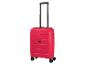 Une valise rouge Topmove à roulettes.