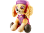 Peluche chien en tenue rose et violette