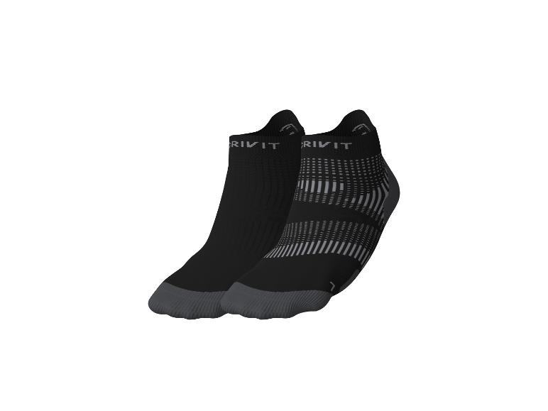 Deux paires de chaussettes de sport RIVIT noires, une unie et une à rayures.