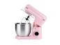 Robot pâtissier rose SilverCrest avec bol en métal.
