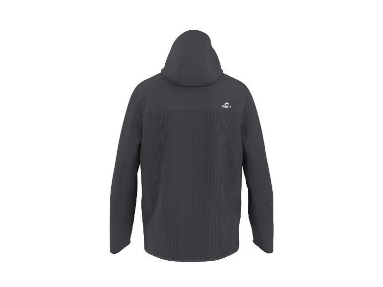 Sweat à capuche gris foncé texturé gaufré, vue arrière.