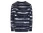 Un pull rayé bleu foncé à manches longues.