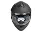 Casque de moto noir mat avec visière transparente et écran solaire intégré.