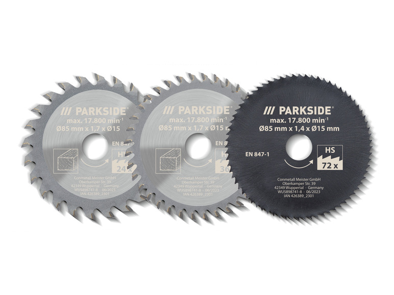 Aller en mode plein écran : PARKSIDE® Lames de scie circulaire PHKSA 12, Ø 85 mm, 3 pièces - Image 3