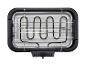 Grillade électrique avec grille chromée et éléments chauffants visibles.